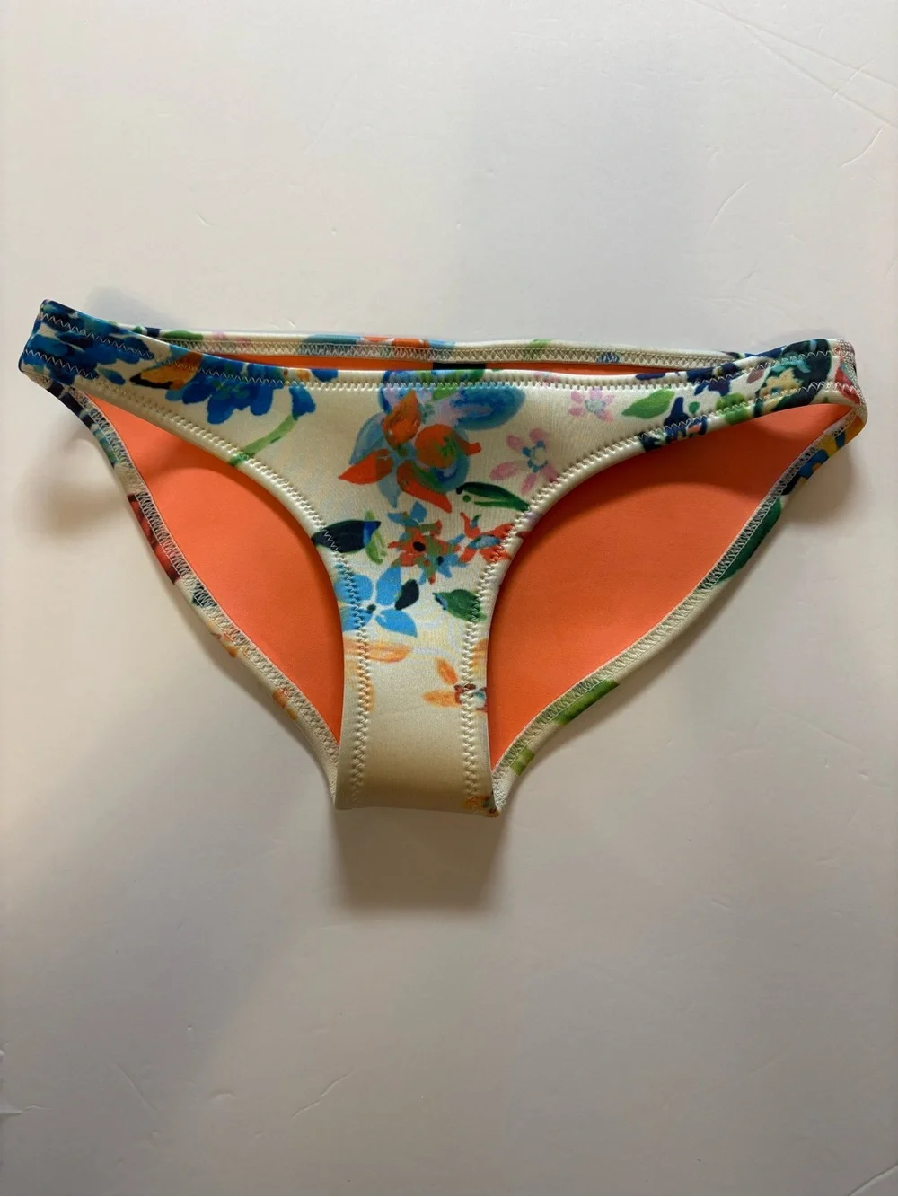 triangl swimwear Orange floral print neoprene Bikini bottom S